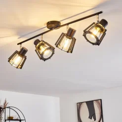 hofstein Spots Et Projecteurs|Plafonnier Rieti Noir, 4 lumières