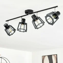 hofstein Spots Et Projecteurs|Plafonnier Rieti Noir, 4 lumières