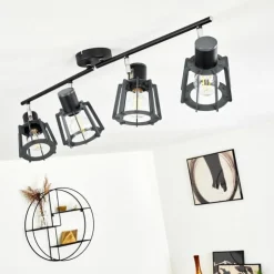 hofstein Spots Et Projecteurs|Plafonnier Rieti Noir, 4 lumières