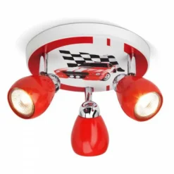 Luminaires Brilliant Spots Et Projecteurs|Plafonnier rond à spots Brilliant Leuchten Racing Rouge, Blanc, 3 lumières