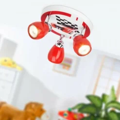 Luminaires Brilliant Spots Et Projecteurs|Plafonnier rond à spots Brilliant Leuchten Racing Rouge, Blanc, 3 lumières