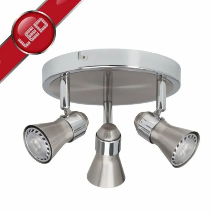Luminaires Brilliant Spots Et Projecteurs|Plafonnier rond à spots Brilliant Sanny Fer, 3 lumières