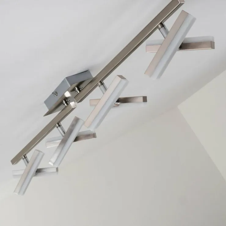 hofstein Éclairage Led|Plafonnier Sakami LED Nickel mat, 8 lumières