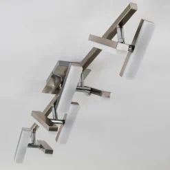 hofstein Éclairage Led|Plafonnier Sakami LED Nickel mat, 8 lumières