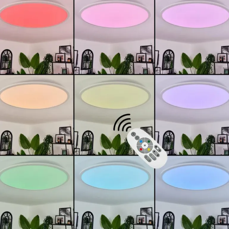 Plafonnier Sani LED Blanc, 1 lumière, Télécommandes, Changeur de couleurs