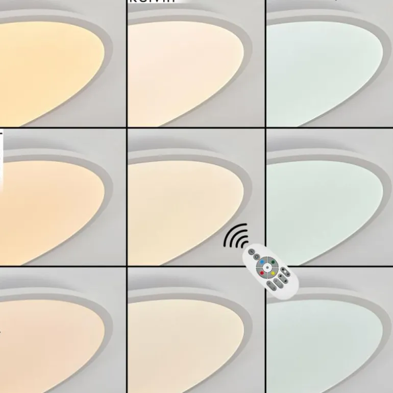 Plafonnier Sani LED Blanc, 1 lumière, Télécommandes, Changeur de couleurs