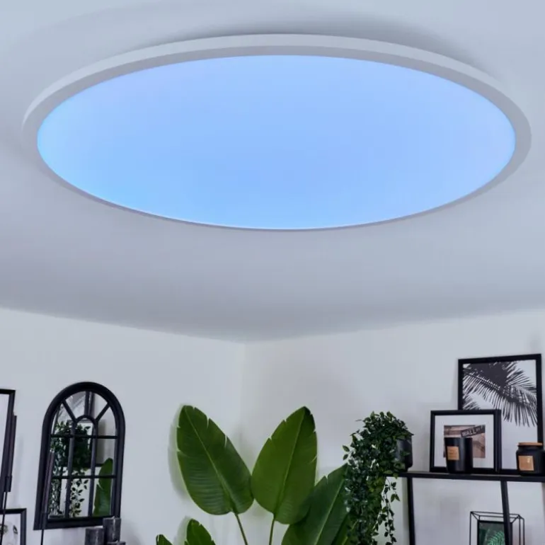 Plafonnier Sani LED Blanc, 1 lumière, Télécommandes, Changeur de couleurs