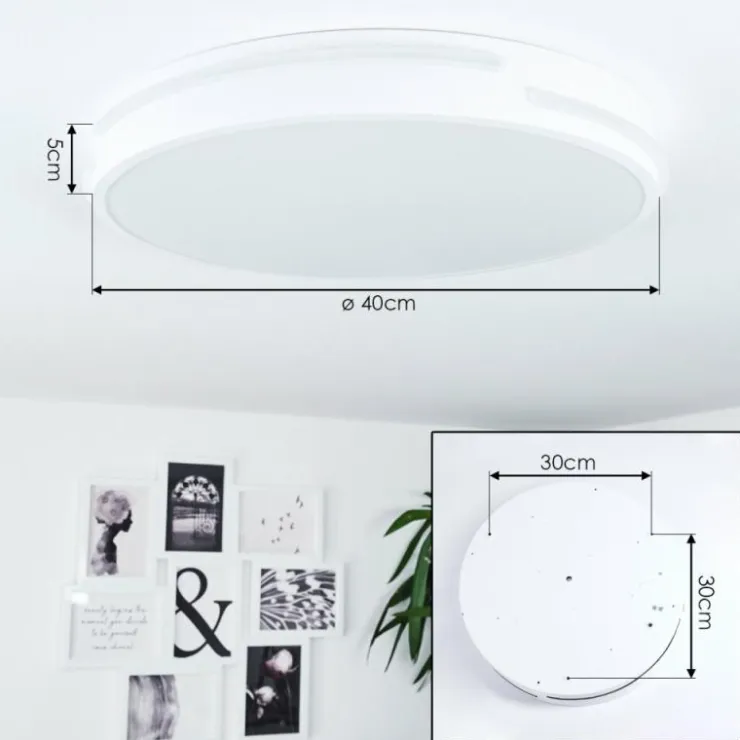 hofstein Éclairage Led|Plafonnier Seewen LED Blanc, 1 lumière, Télécommandes