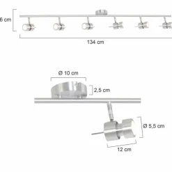 Luminaires Steinhauer Éclairage Led|Plafonnier Steinhauer Natasja LED Acier inoxydable, 6 lumières