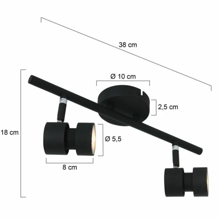 Luminaires Steinhauer Éclairage Led|Plafonnier Steinhauer Natasja LED Noir, 2 lumières
