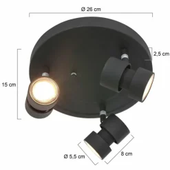 Luminaires Steinhauer Éclairage Led|Plafonnier Steinhauer Natasja LED Noir, 3 lumières