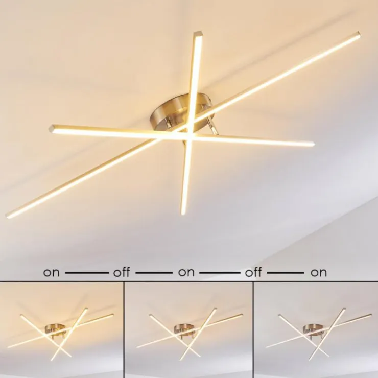 hofstein Éclairage Led|Plafonnier Tornio LED Nickel mat, 3 lumières