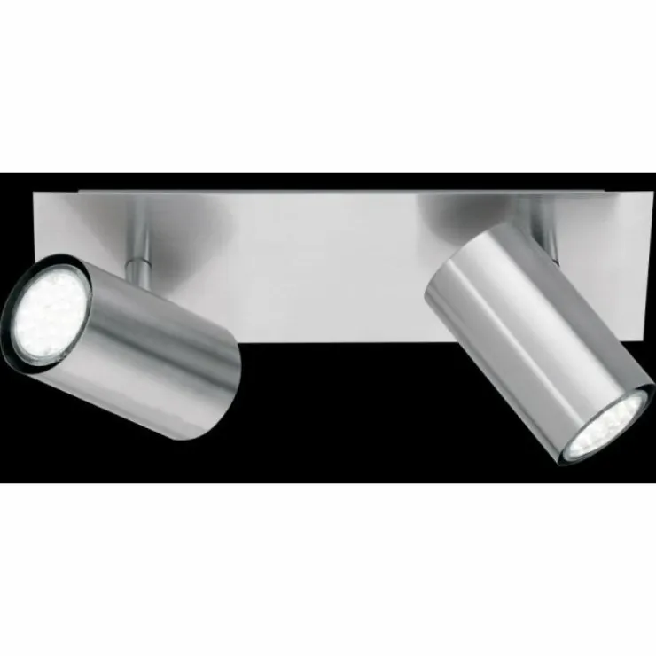 Luminaires Trio Plafonniers|Plafonnier Trio 8024 Acier inoxydable, Nickel mat, 2 lumières
