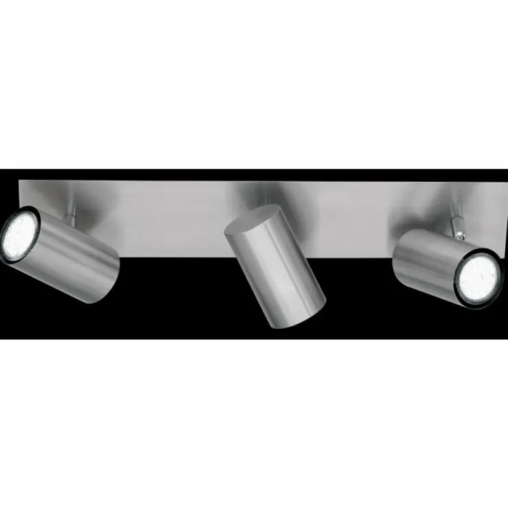 Luminaires Trio Spots Et Projecteurs|Plafonnier Trio 8024 Acier inoxydable, Nickel mat, 3 lumières