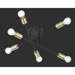 Luminaires Trio Plafonniers|Plafonnier Trio CROSS Noir, 6 lumières