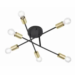 Luminaires Trio Plafonniers|Plafonnier Trio CROSS Noir, 6 lumières