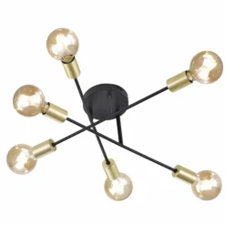 Luminaires Trio Plafonniers|Plafonnier Trio CROSS Noir, 6 lumières