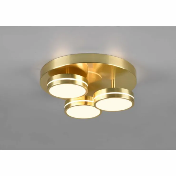 Luminaires Trio Éclairage Led|Plafonnier Trio Franklin LED Laiton, 3 lumières