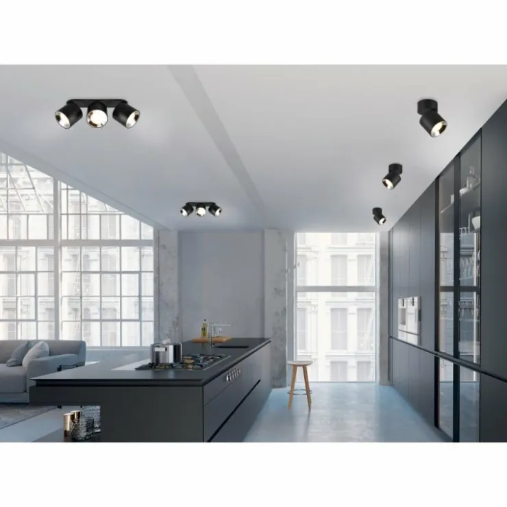 Luminaires Trio Spots Et Projecteurs|Plafonnier Trio GUAYANA Noir, 3 lumières