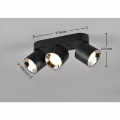 Luminaires Trio Spots Et Projecteurs|Plafonnier Trio GUAYANA Noir, 3 lumières