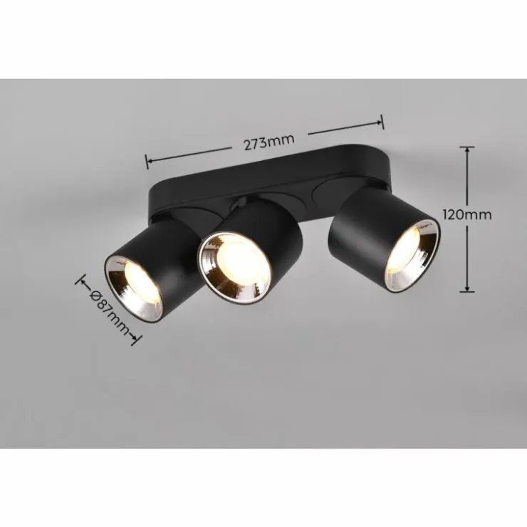 Luminaires Trio Spots Et Projecteurs|Plafonnier Trio GUAYANA Noir, 3 lumières