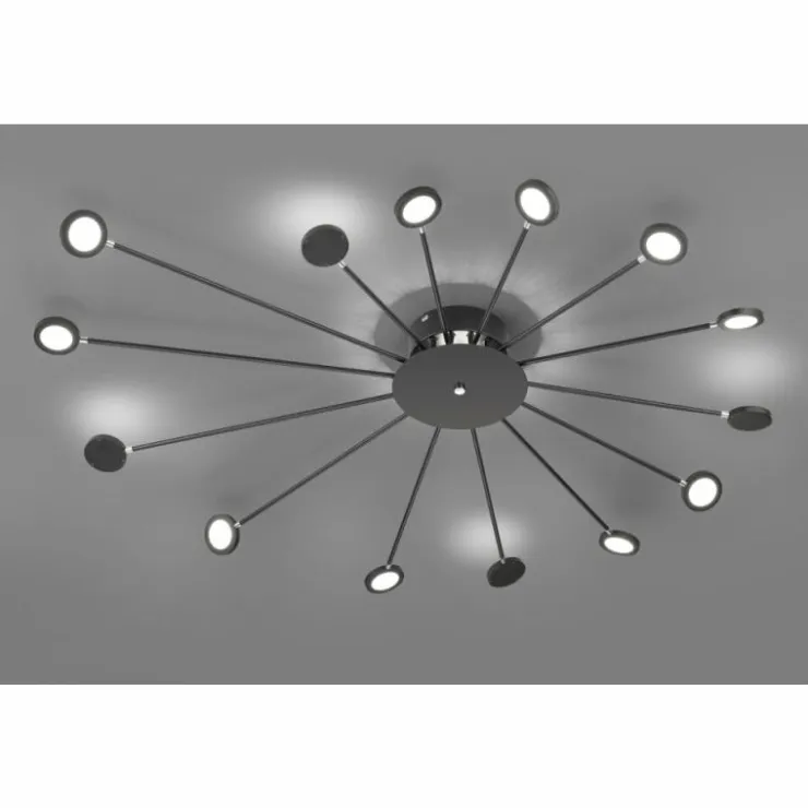 Luminaires Trio Éclairage Led|Plafonnier Trio Peacock LED Noir, 15 lumières