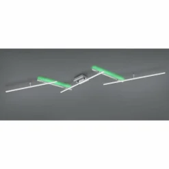 Luminaires Trio Éclairage Led|Plafonnier Trio-Leuchten Arvin LED Nickel mat, 2 lumières, Télécommandes, Changeur de couleurs