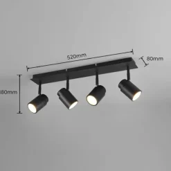 Luminaires Trio Spots Et Projecteurs|Plafonnier Trio-Leuchten Angelo Noir, 4 lumières
