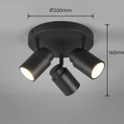 Luminaires Trio Spots Et Projecteurs|Plafonnier Trio-Leuchten Angelo Noir, 3 lumières