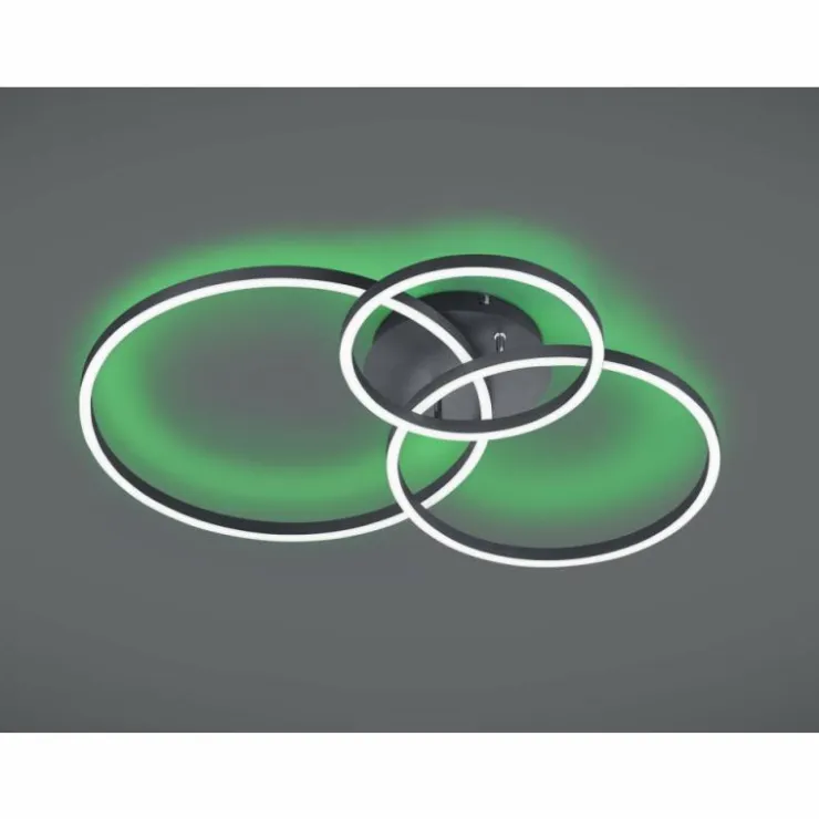 Luminaires Trio Éclairage Led|Plafonnier Trio-Leuchten Winona LED Noir, 2 lumières, Télécommandes, Changeur de couleurs