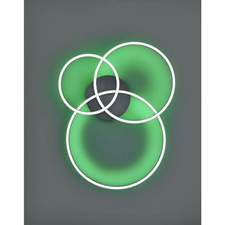 Luminaires Trio Éclairage Led|Plafonnier Trio-Leuchten Winona LED Noir, 2 lumières, Télécommandes, Changeur de couleurs