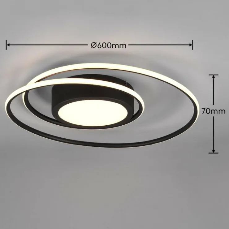 Luminaires Trio Éclairage Led|Plafonnier Trio-Leuchten Yava LED Noir, 1 lumière, Télécommandes