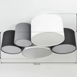 hofstein Plafonniers|Plafonnier Trisett Gris, Noir, Blanc, 5 lumières