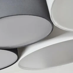 hofstein Plafonniers|Plafonnier Trisett Gris, Noir, Blanc, 5 lumières