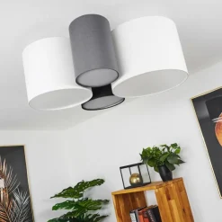 hofstein Plafonniers|Plafonnier Trisett Gris, Noir, Blanc, 4 lumières