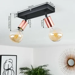 hofstein Spots Et Projecteurs|Plafonnier Tulla Cuivre, Noir, 2 lumières