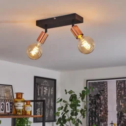 hofstein Spots Et Projecteurs|Plafonnier Tulla Cuivre, Noir, 2 lumières