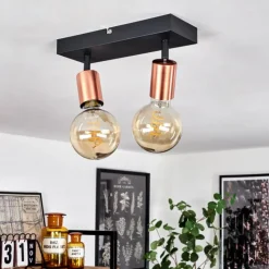 hofstein Spots Et Projecteurs|Plafonnier Tulla Cuivre, Noir, 2 lumières
