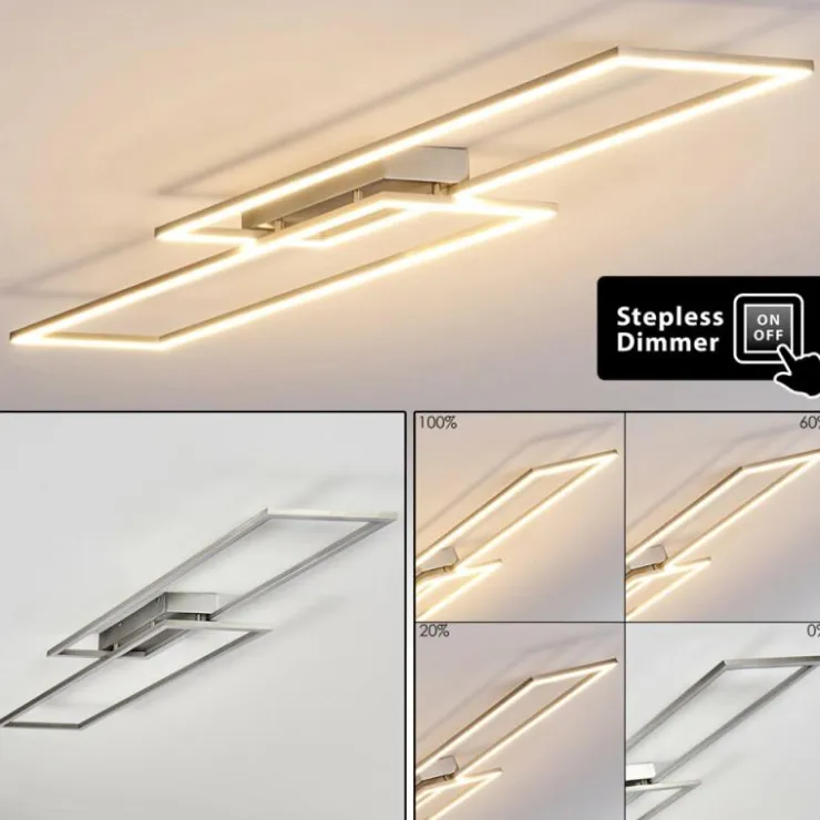 hofstein Éclairage Led|Plafonnier Veyrier LED Acier brossé, 2 lumières