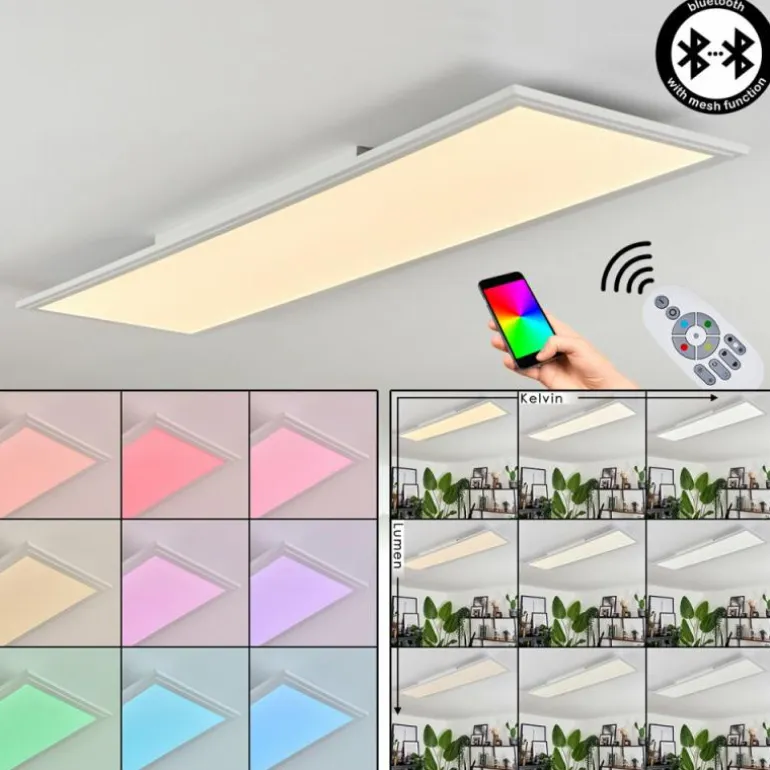 Plafonnier Voisines LED Blanc, 1 lumière, Télécommandes
