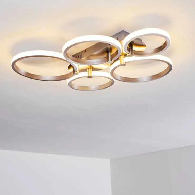 hofstein Éclairage Led|Plafonnier Volonne LED Argenté, 5 lumières