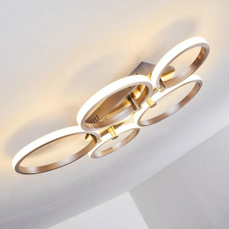hofstein Éclairage Led|Plafonnier Volonne LED Argenté, 5 lumières