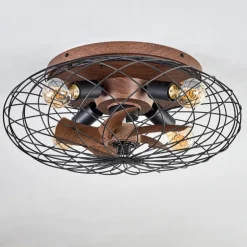 Plafonnier Wemude Brun, Noir, 4 lumières, Télécommandes
