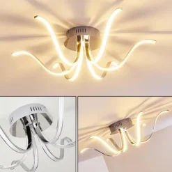 hofstein Éclairage Led|Plafonnier Wikon LED Chrome, 6 lumières