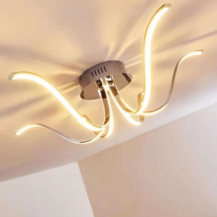 hofstein Éclairage Led|Plafonnier Wikon LED Chrome, 6 lumières