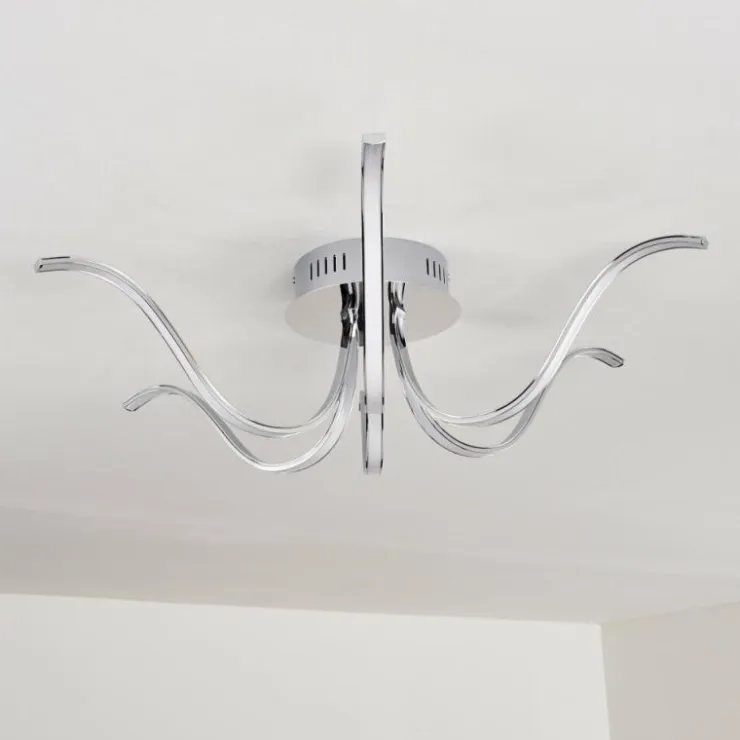 hofstein Éclairage Led|Plafonnier Wikon LED Chrome, 6 lumières