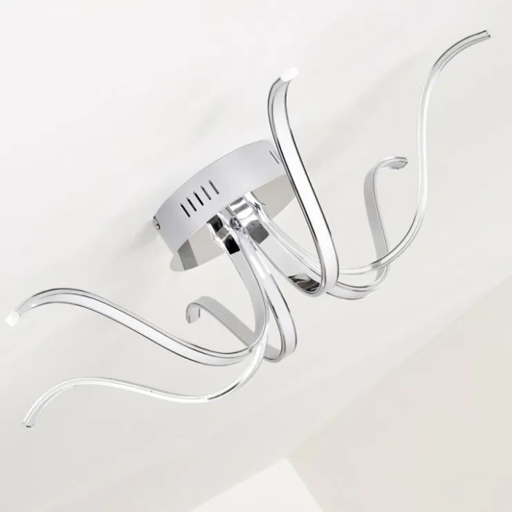 hofstein Éclairage Led|Plafonnier Wikon LED Chrome, 6 lumières