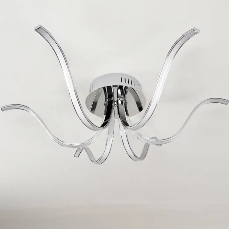 hofstein Éclairage Led|Plafonnier Wikon LED Chrome, 6 lumières
