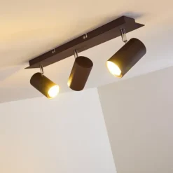 hofstein Spots Et Projecteurs|Plafonnier Zuoz Chrome, Rouille, 3 lumières