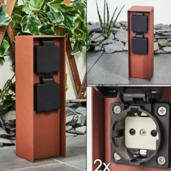 Prises électriques d'extérieur Abilene Rouille, Noir